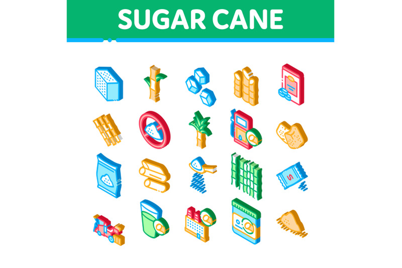 sugar-cane-agriculture-isometric-icons-set-vector