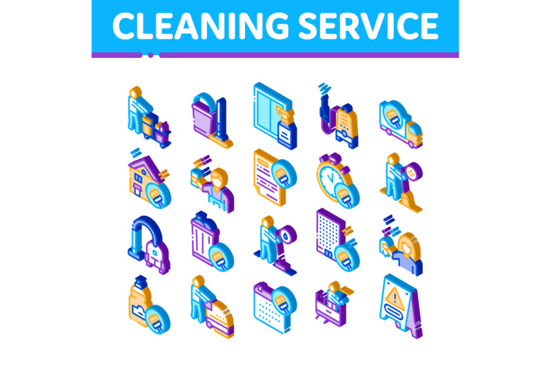 cleaning-service-tool-isometric-icons-set-vector