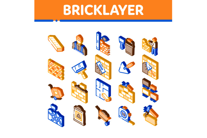 bricklayer-industry-isometric-icons-set-vector