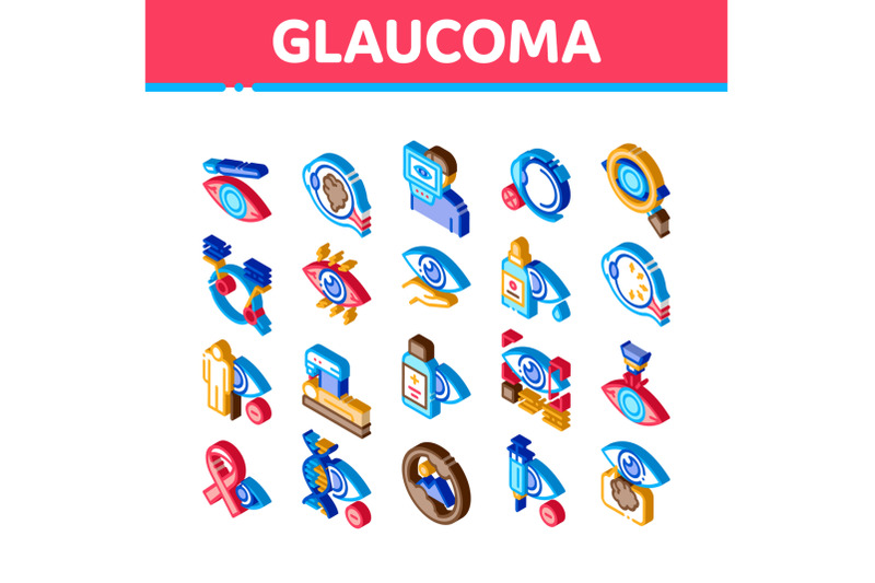 glaucoma-ophthalmology-isometric-icons-set-vector