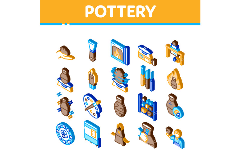 pottery-and-ceramics-isometric-icons-set-vector