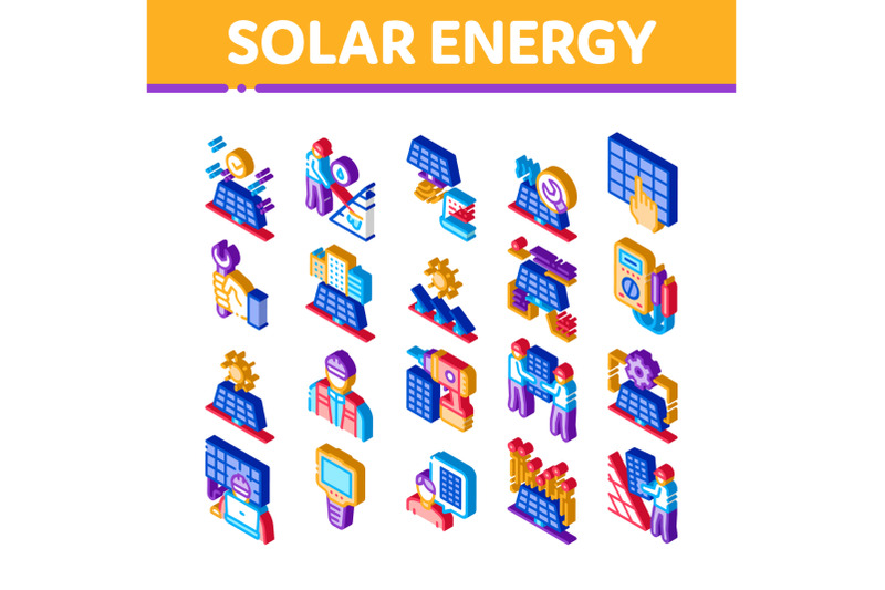 solar-energy-technicians-isometric-icons-set-vector