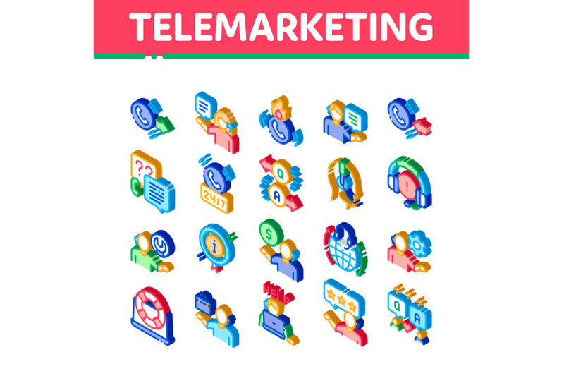 telemarketing-sale-isometric-icons-set-vector