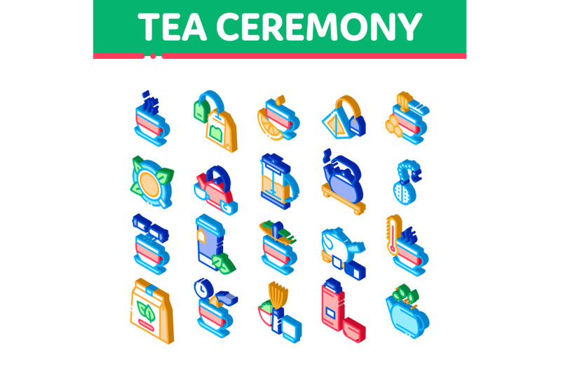 tea-ceremony-tradition-isometric-icons-set-vector