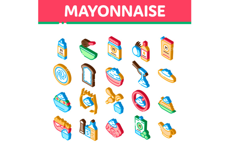 mayonnaise-spice-sauce-isometric-icons-set-vector