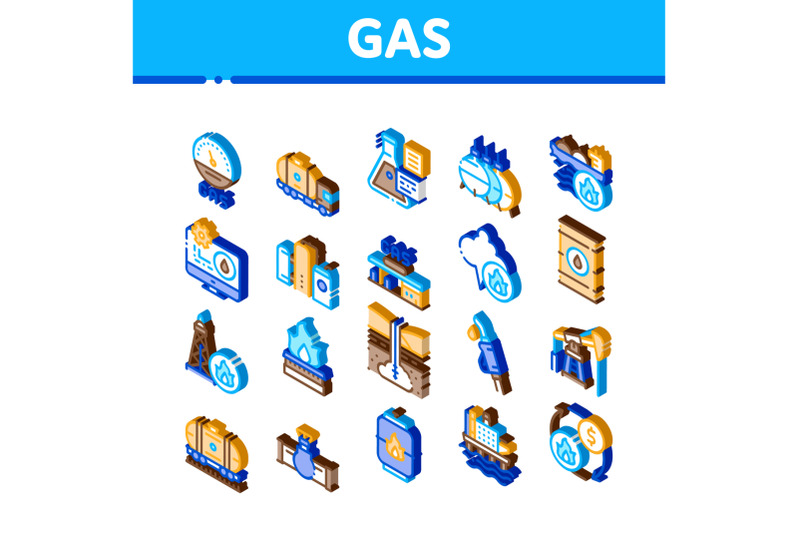 gas-fuel-industry-isometric-icons-set-vector