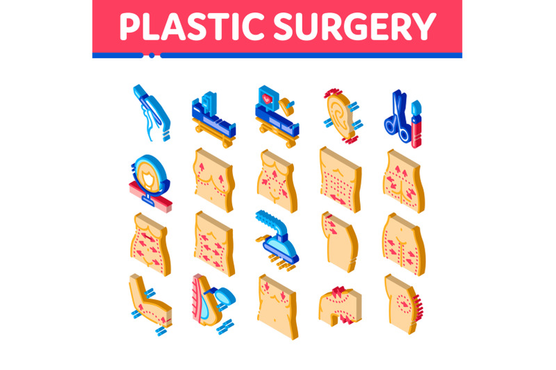 plastic-surgery-clinic-isometric-icons-set-vector