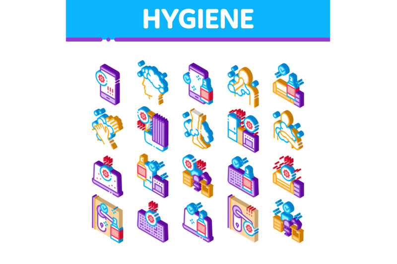 hygiene-and-healthcare-isometric-icons-set-vector