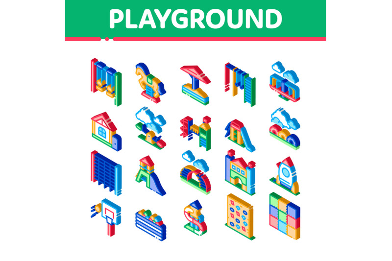 playground-children-isometric-icons-set-vector