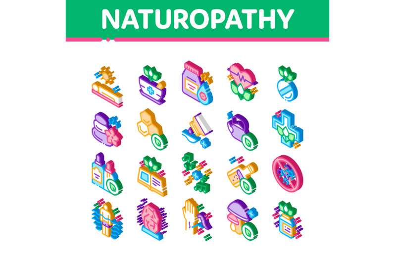 traditional-naturopathy-isometric-icons-set-vector