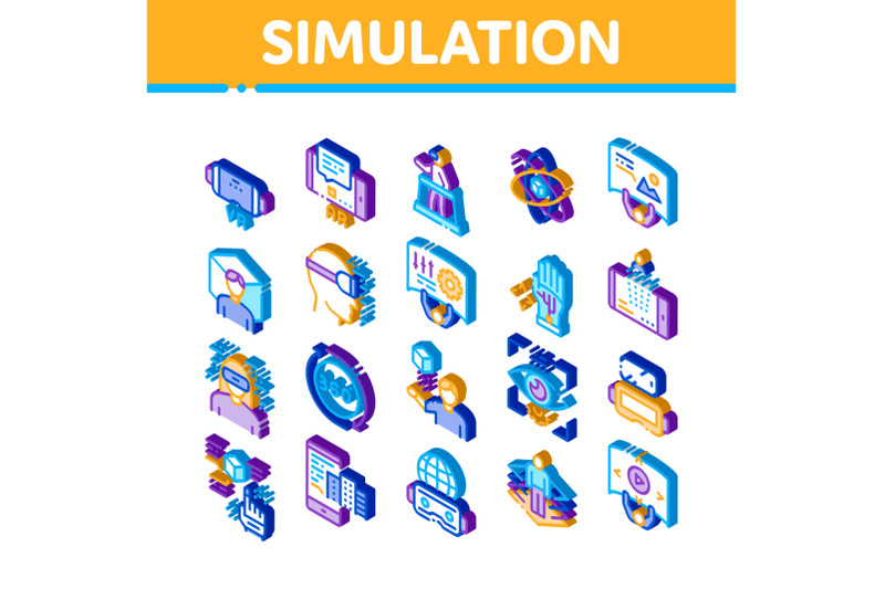 simulation-equipment-isometric-icons-set-vector