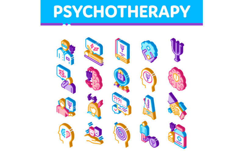 psychotherapy-help-isometric-icons-set-vector