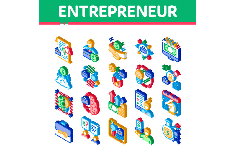 entrepreneur-business-isometric-icons-set-vector