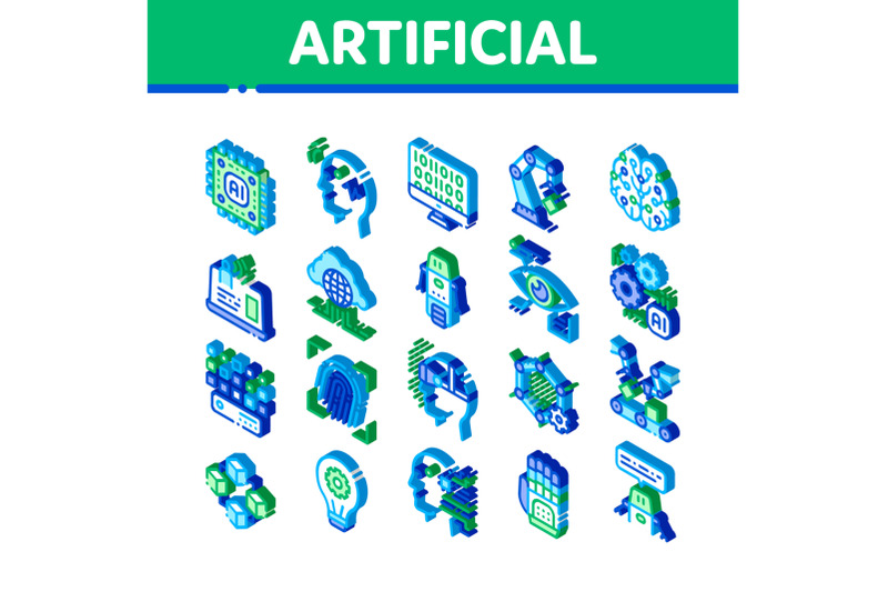 artificial-intelligence-vector-isometric-icons-set