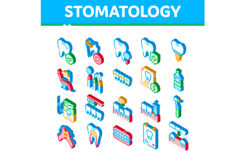 stomatology-vector-isometric-icons-set