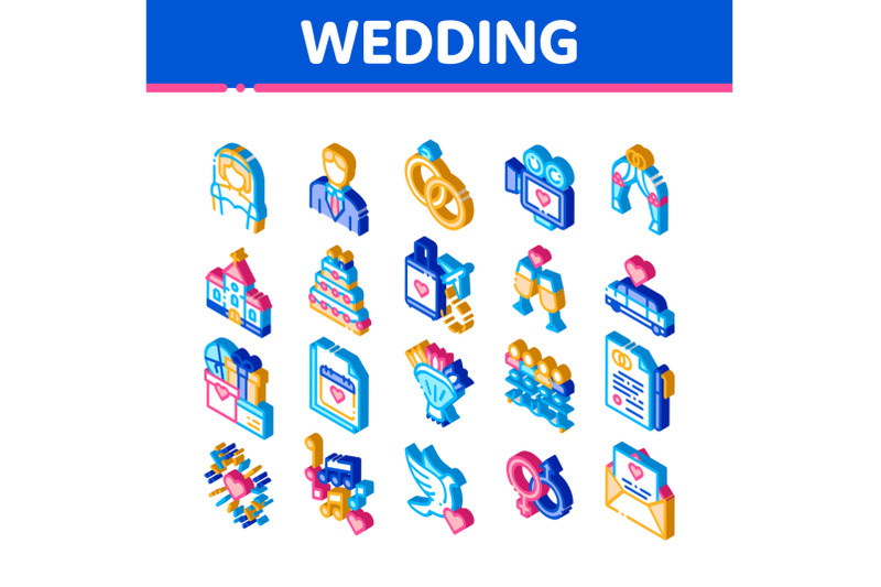 wedding-vector-isometric-icons-set