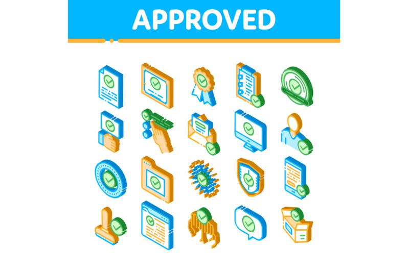 approved-isometric-icons-set-vector