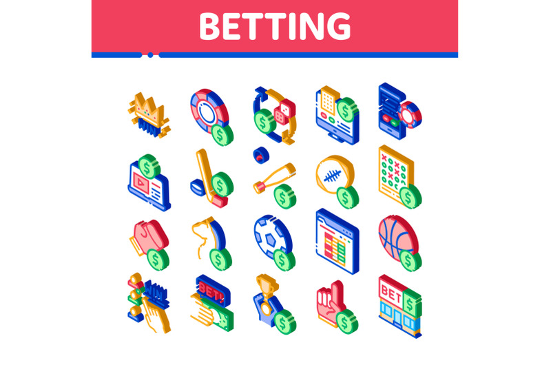 betting-and-gambling-isometric-icons-set-vector