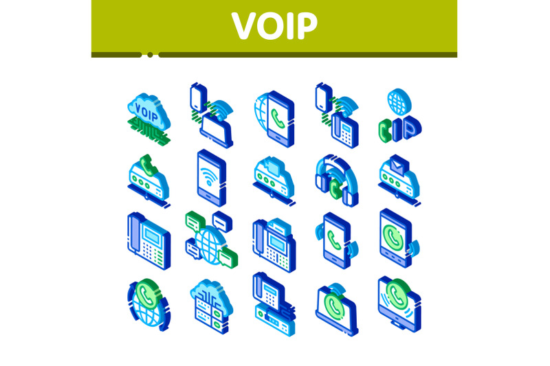 voip-calling-system-isometric-icons-set-vector