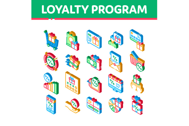 loyalty-program-for-customer-isometric-icons-set-vector