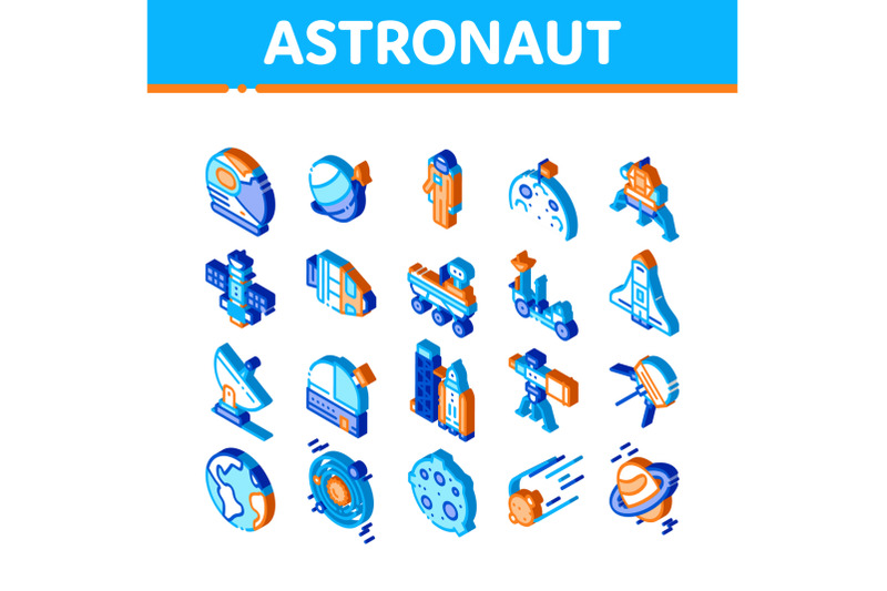 astronaut-equipment-isometric-icons-set-vector