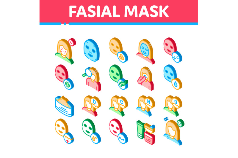 facial-mask-healthcare-isometric-icons-set-vector