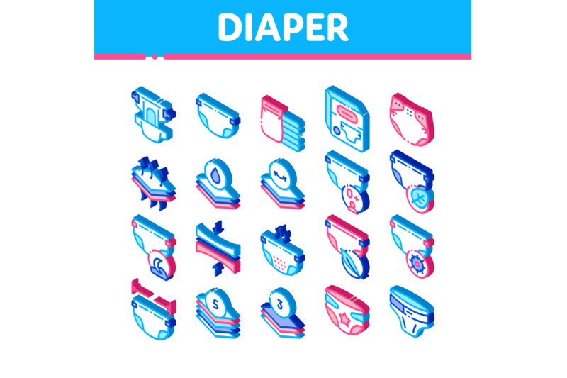 diaper-for-newborn-isometric-icons-set-vector