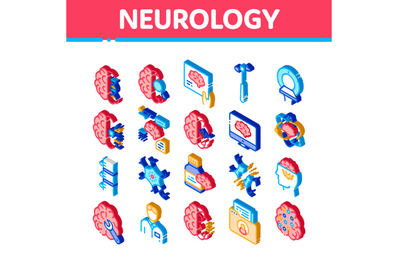 neurology-medicine-isometric-icons-set-vector
