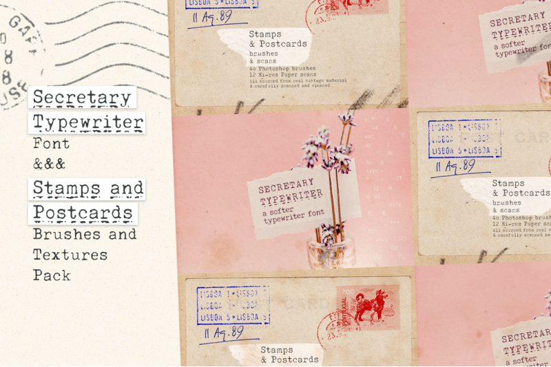 secretary-typewriter-font-amp-stamp-and-paper-set