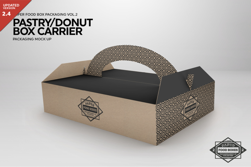 Download Download Pastry Donut Box Carrier Packaging Mock Up Psd Mockup Best Download Design Mockup Graphis Bundle