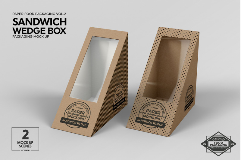 Download Sandwich Wedge Box Packaging MockUp By INC Design Studio | TheHungryJPEG.com