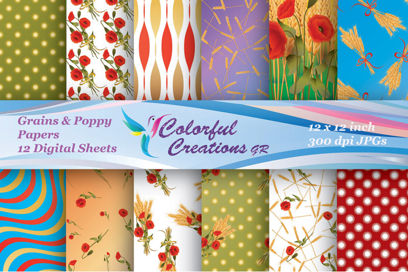grains-and-poppy-digital-papers-grains-papers-poppy-papers-curly