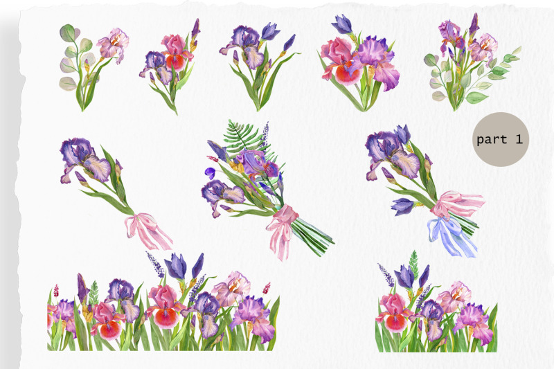 iris-watercolor-clipart-floral-bouquet