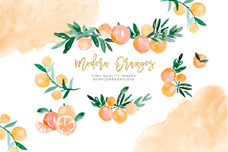 orange-citrus-watercolor-clipart-bitter-orange-wall-art