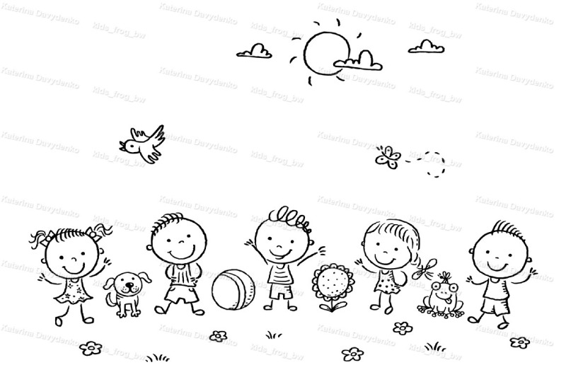 happy-cartoon-kids-outdoors-on-a-green-meadow