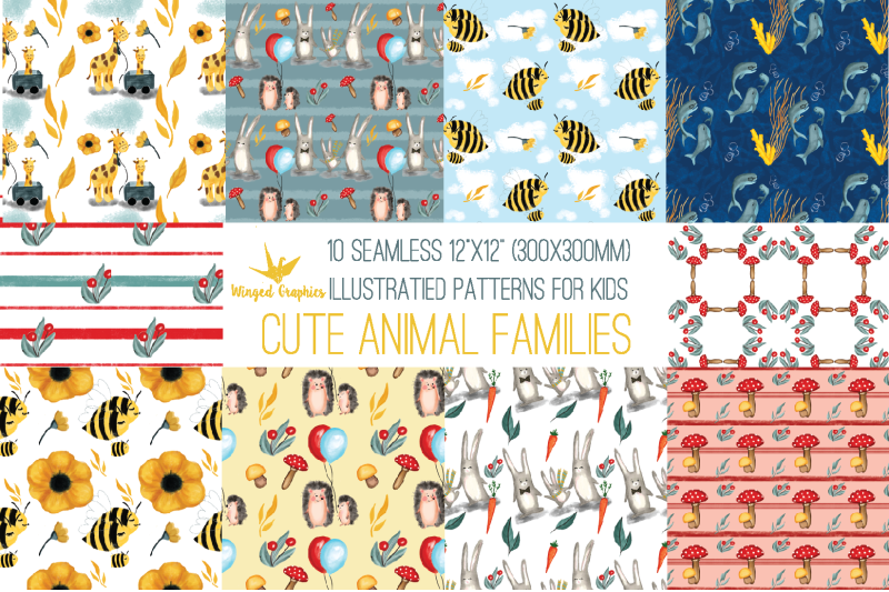 10-seamless-patterns-printable-digital-paper-with-cute-animal-familie
