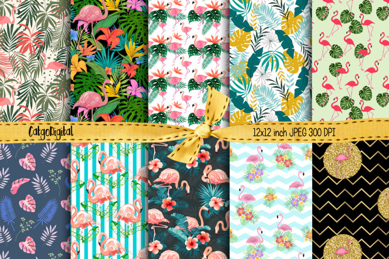 flamingos-printable-papers-digital-background-papers