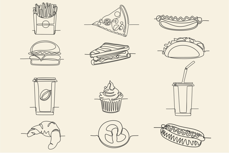 fast-food-one-line-logos