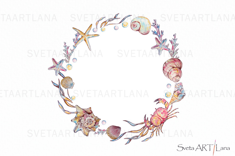 watercolor-clipart-seashell-collection