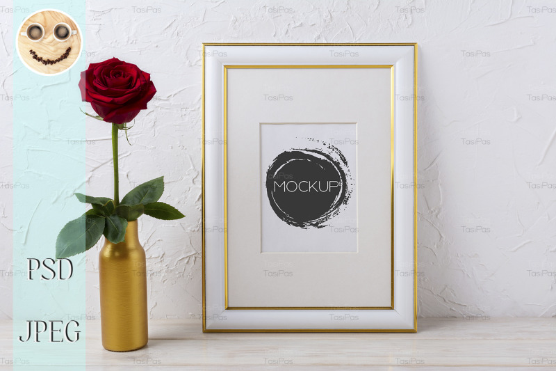 frame-mockup-with-burgundy-red-rose-in-golden-vase