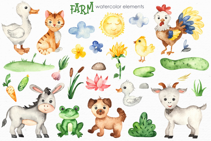 farm-watercolor-clipart-cards-frames-seamless-patterns