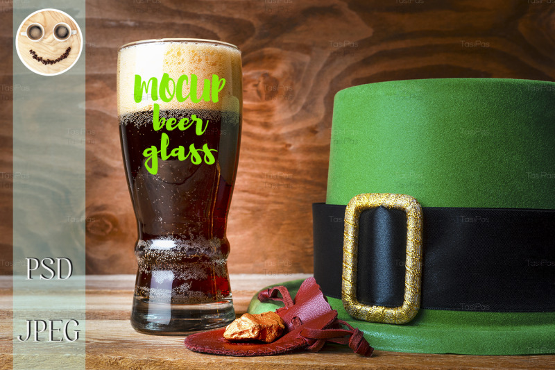 st-patrick-green-hat-beer-glass-and-gold