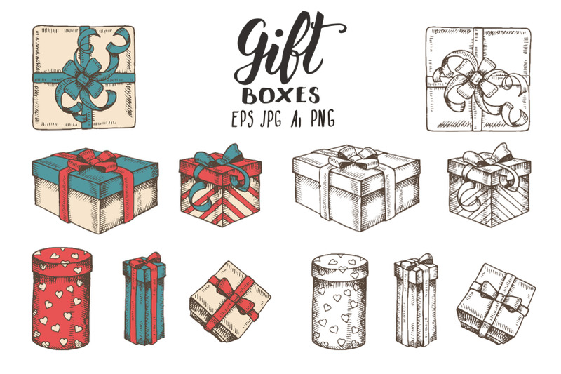 hand-drawn-gift-boxes-set