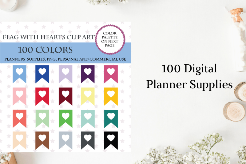 100-banners-flag-with-heart-clipart-printable-stickers-banners-flag-for-scrapbooking