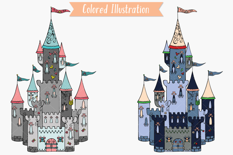 hand-drawn-castle-colored-princess-royal-palace-fairy-tale