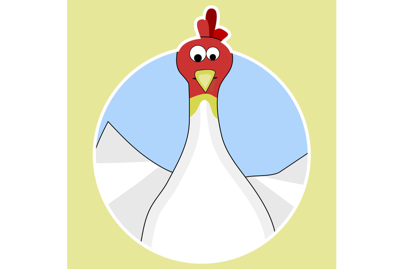 sticker-cartoon-chicken-icon-vector