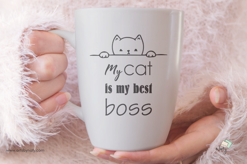 my-cat-is-my-best-boss-svg-illustration