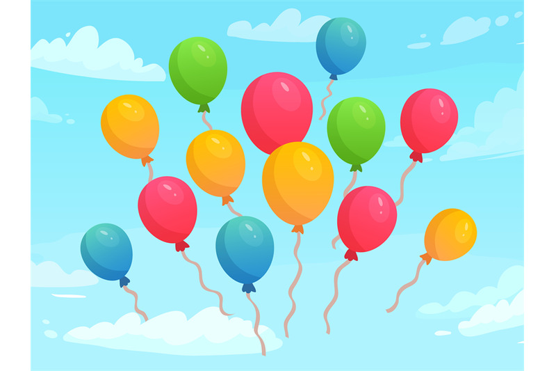 balloons-flying-in-sky-among-clouds-colorful-rubber-balloons-for-holi