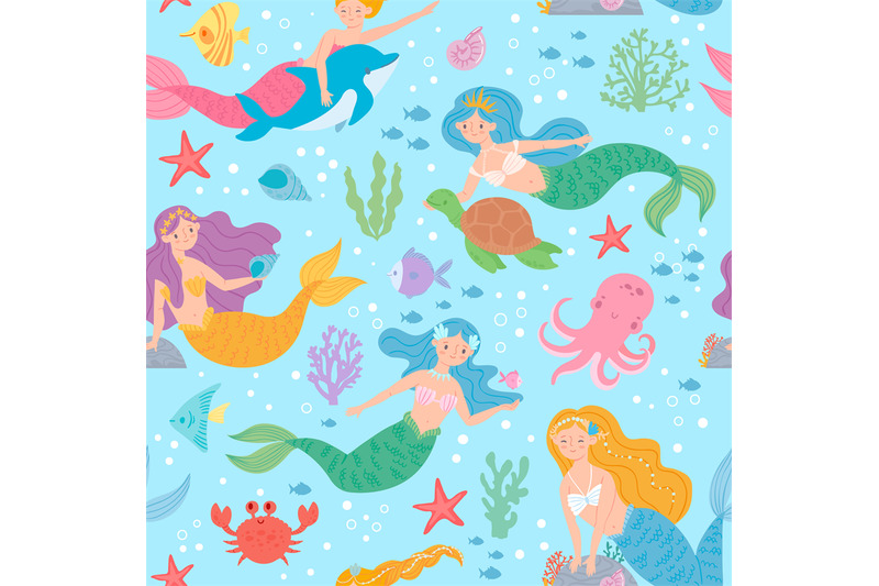 mermaid-seamless-pattern-fairytale-princesses-and-sea-creatures-under