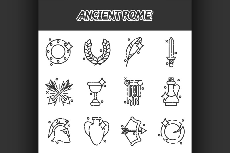 ancient-rome-cartoon-icons-set